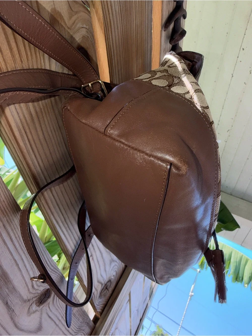 Coach Tan/Brown Signature Canvas & Leather Backpack